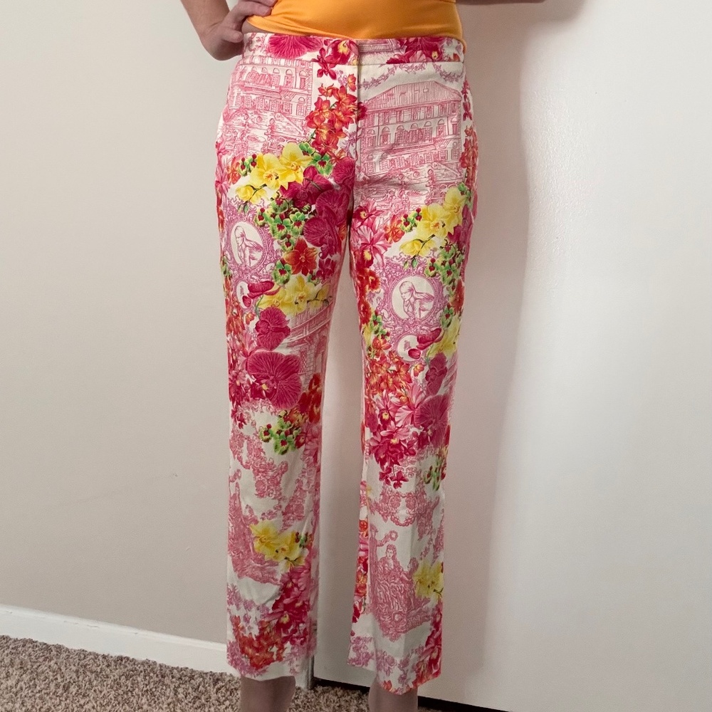 Versace spring 2004 pink floral print trousers
